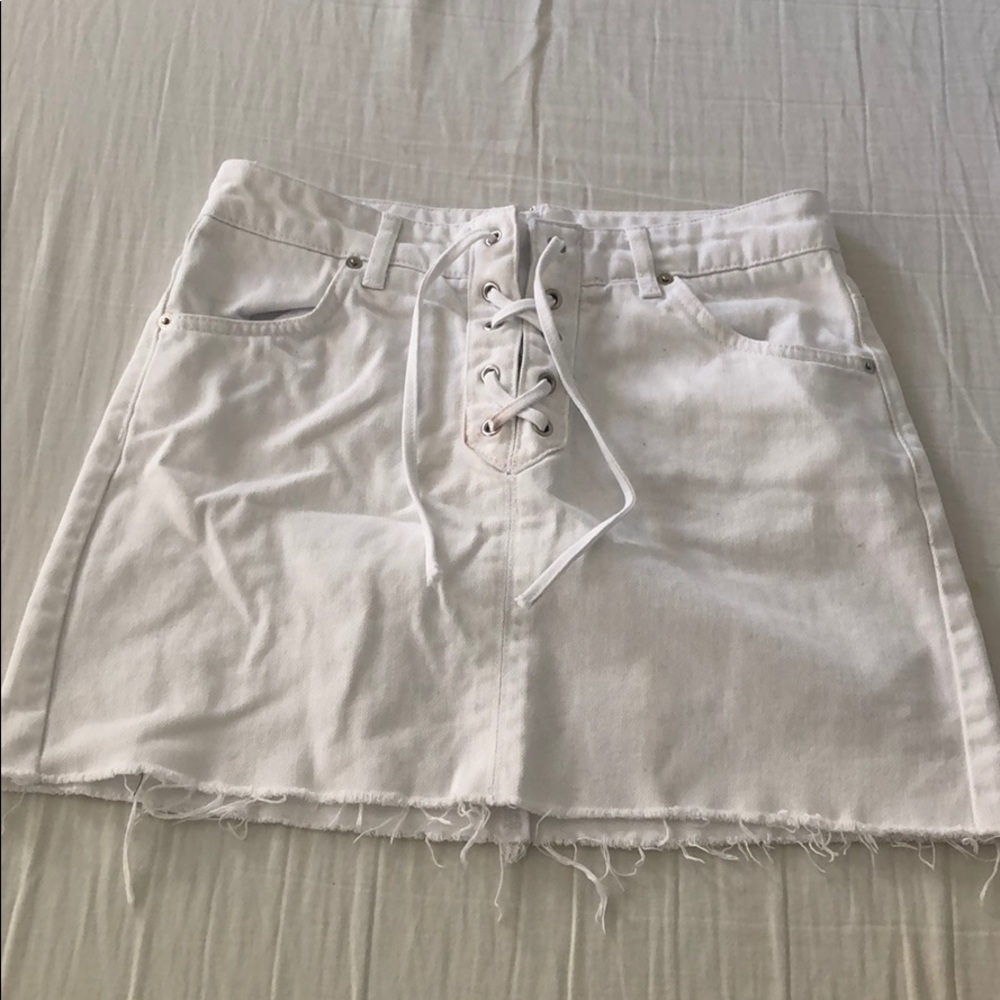White Denim Mini Skirt